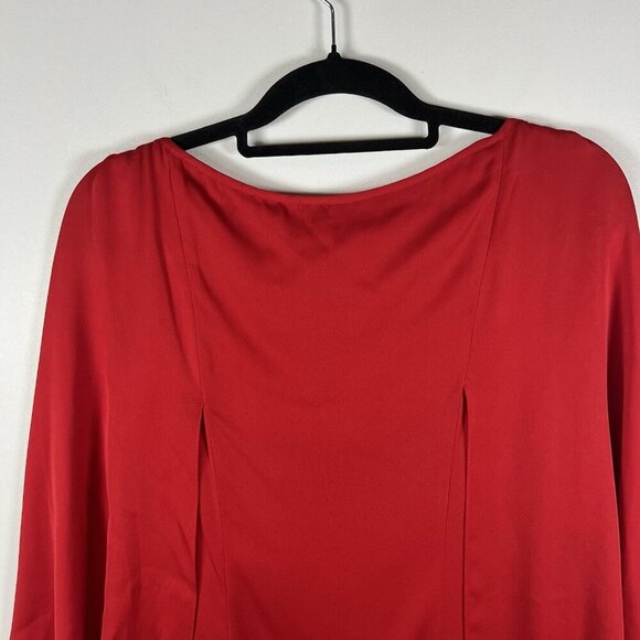 Milly Women Beetle Flutter Sleeve V Neck Mini Dress Red Size 4 Designer Party - Picture 10 of 11